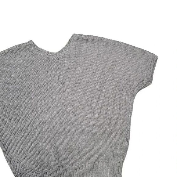 Gap Women's Gray Silver Acrylic Nylon V-Neck Sleeveless Knit Sweater - Picture 9 of 11